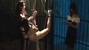 Bound Asian chick endures a nasty BDSM threesome